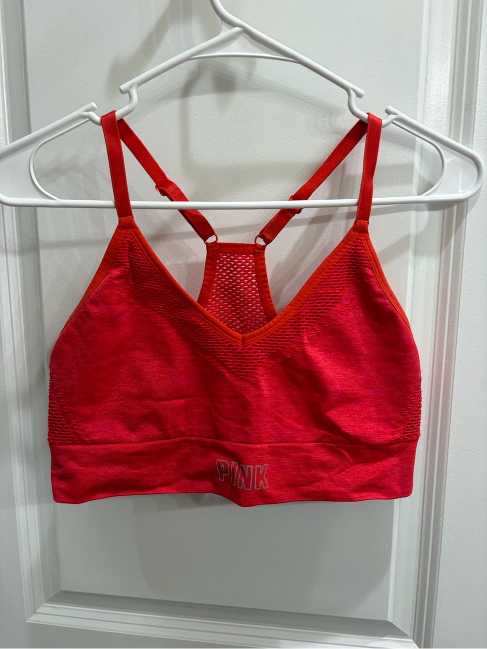 Active USA Red Seamless Sports Bralette with Mesh Back